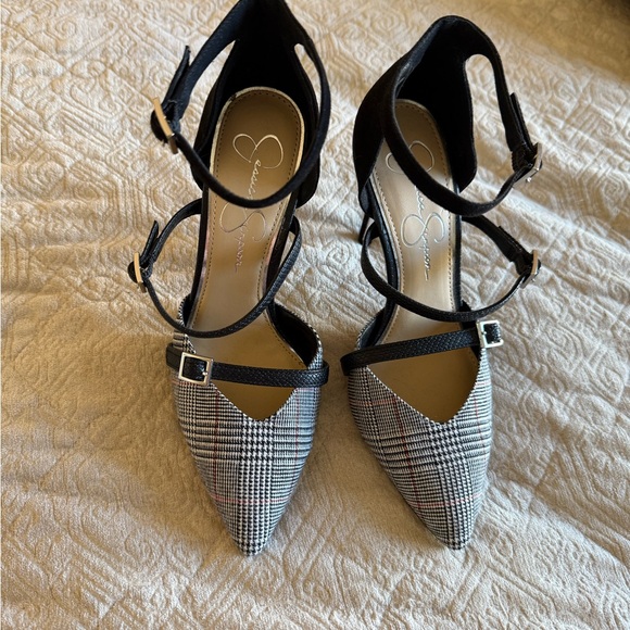 Jessica Simpson Black and White Plaid Heels - Picture 4 of 7